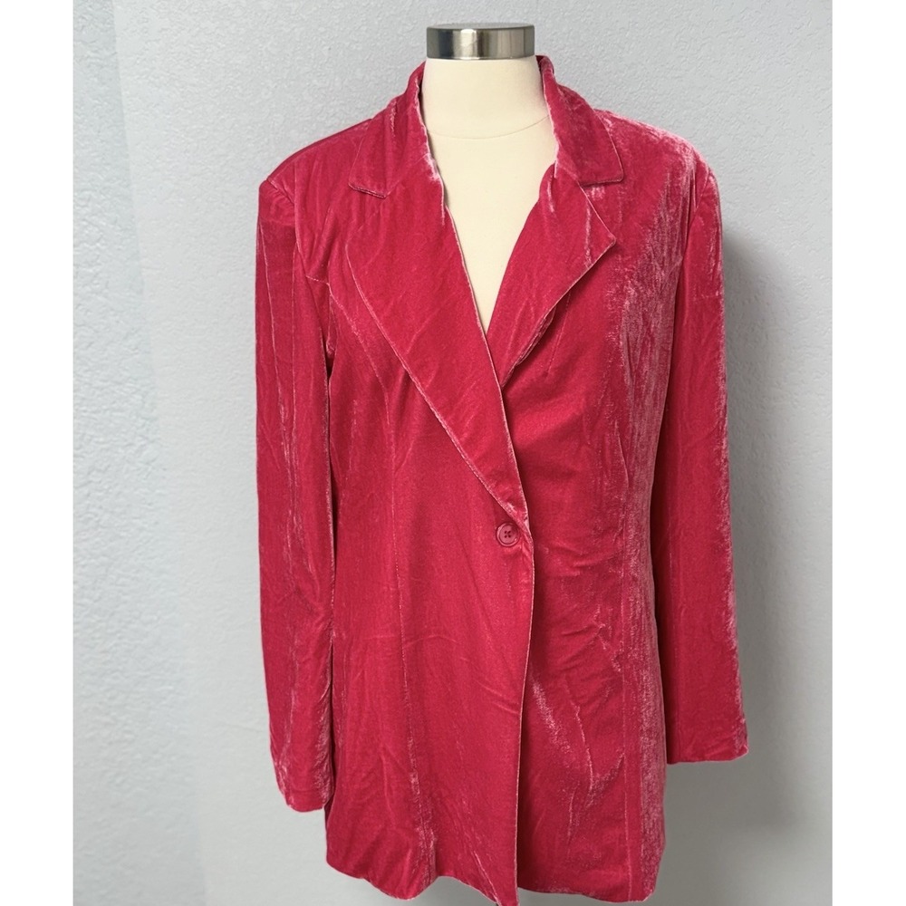 Sedge Velvet Blazer Hot Pink L  Unstructured Jacket Coquette Feminine S'edge